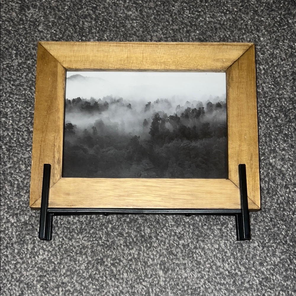 Wooden Photo Frame in Natural Brown with Black Stand